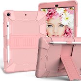 Dasaja - iPad 10.2 inch (2019 / 2020 / 2021) hoes - Stevige case - met standaard - met penhouder – Licht roze / Rosegold