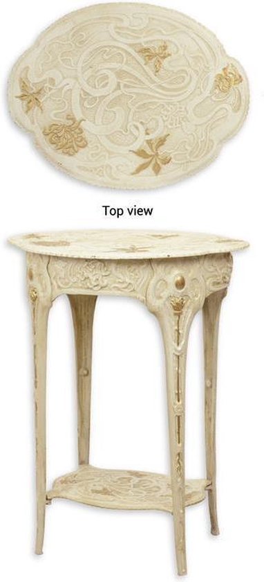 Bijzettafel - Art Nouveau tafeltje Bloemen Wit gietijzer - 60,4 cm hoog | bol.com