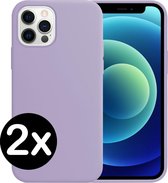 iPhone 12 Pro Max Hoesje Siliconen Case Hoes Cover - iPhone 12 Pro Max Hoes Hoesje - Lila - 2 PACK