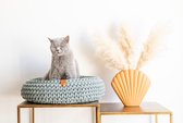 Sunny Baskets - Kattenmand gerecycled katoen handgemaakt grijsgroen - Maat M 36/38 cm doorsnede