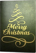 Luxe 'Merry Christmas' wenskaart - groen / goud - incl envelop