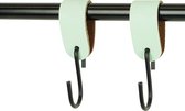 2x Leren S-haak hangers - Handles and more® | MINT - maat M  (Leren S-haken - S haken - handdoekkaakje - kapstokhaak - ophanghaken)