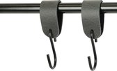 2x Leren S-haak hangers - Handles and more® | VINTAGE GREY - maat M  (Leren S-haken - S haken - handdoekkaakje - kapstokhaak - ophanghaken)