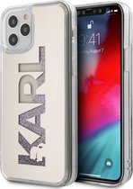 Zilver hoesje van Karl Lagerfeld - Backcover - iPhone 12 Pro Max - Liquid Glitter