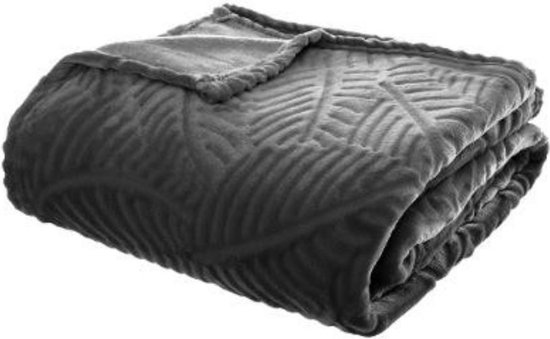 tabak plotseling afdrijven Plaid | AntracietGrijs | Fleece-plaid met palmblad patroon | Deken |  240x220cm | bol.com