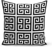 Decoratieve sierkussen zwart en wit doolhof patroon - Kussens woonkamer - Binnen of Buiten decoratie sierkussens -45x45cm afmeting