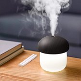 250ml JISULIFE Mini Humidifier | Aroma Diffuser| Air Humidifier | Mushroom | Mist Humidifier met Nacht Verlichting | Donker houtkleurig