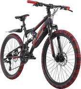 Ks Cycling Fiets Kinderfiets MTB 24 '' Bliss Pro zwart-rood - 38 cm