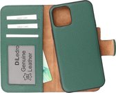 DiLedro iPhone 12 Mini Uitneembare leer Hoesje Shock Proof - Moss Green