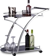 Relaxdays - keukentrolley glas - rond zwart - keukenwagen - serveerwagen