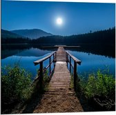 Dibond - Steiger aan het Water tegen de Avond - 80x80cm Foto op Aluminium (Wanddecoratie van metaal)