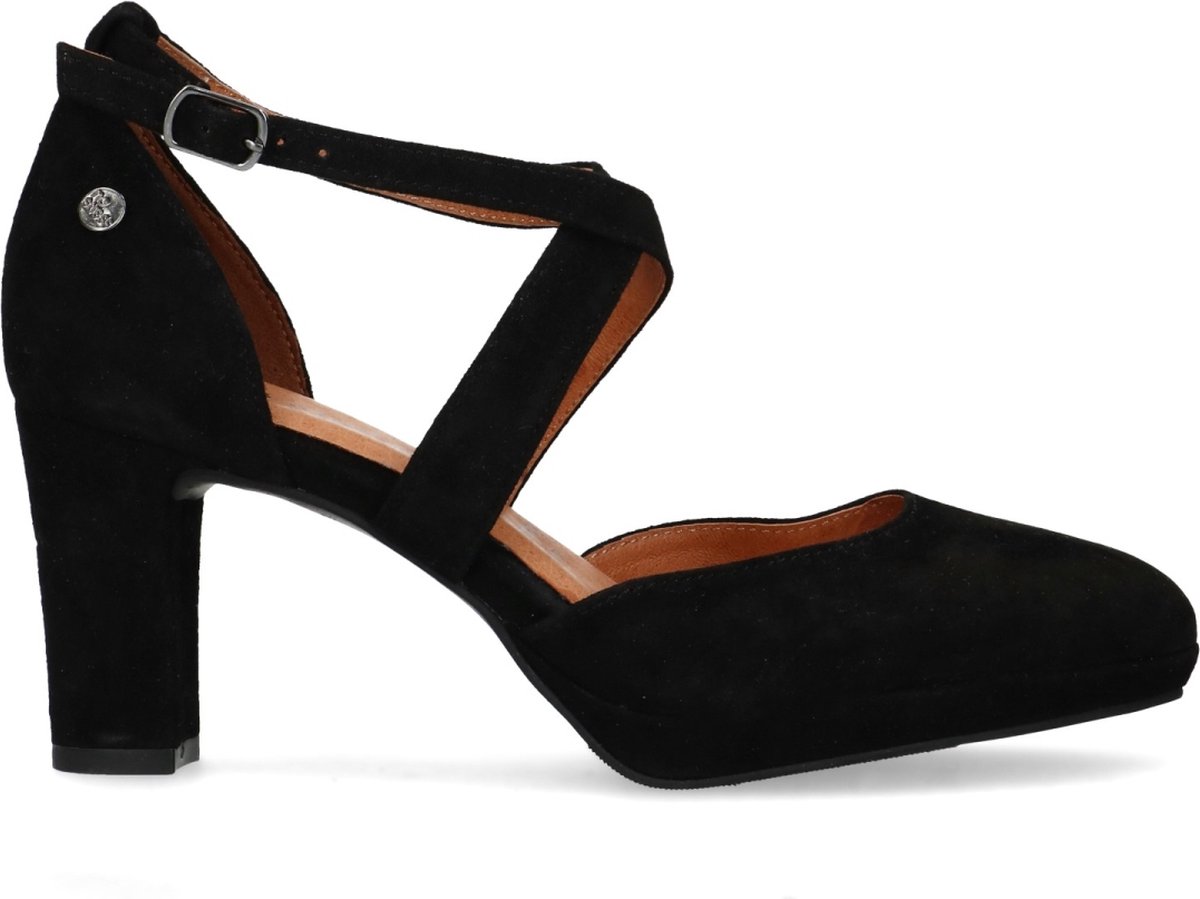 No Stress Dames Zwarte suède pumps met enkelbandje - Main Image