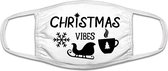 Christmas Vibes | kerst | feestdagen | winter | mondkapje | gezichtsmasker | bescherming | bedrukt | logo | Wit mondmasker van katoen, uitwasbaar & herbruikbaar. Geschikt voor OV