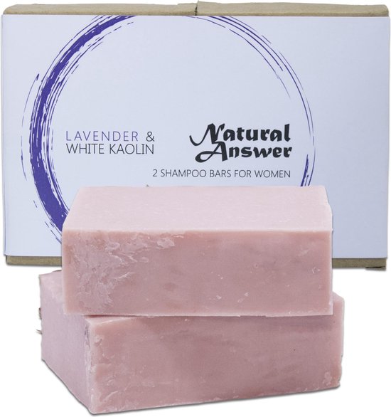 Barre de Shampooing pour femme | Lavande & Kaolin White | 2 x 100 grammes Pack économique | 100% biologique