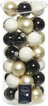 Koker a 49 kerstbal 60mm glas zw/wit/beige