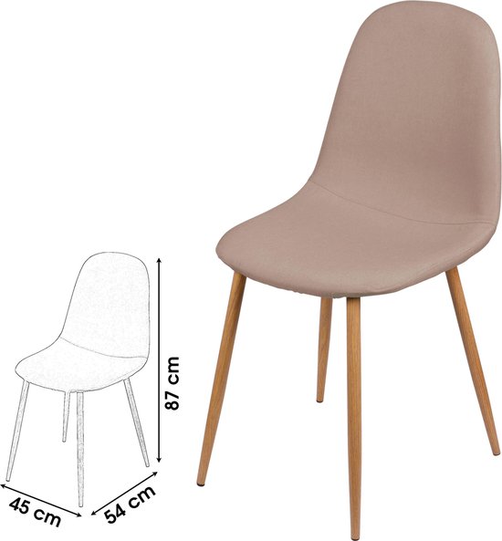 Eetkamerstoel Alya – beige – houten poten - set van 4 stoelen - moderne  stoel | bol.com