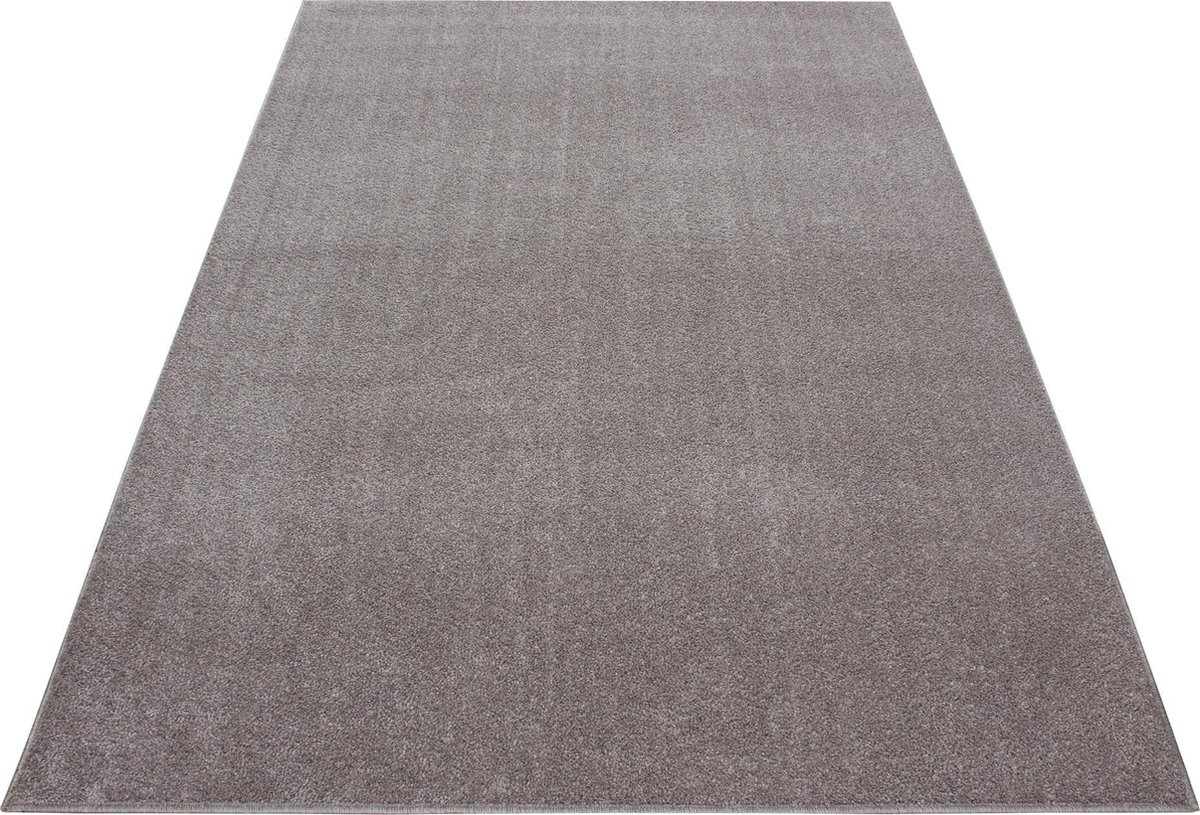 Laagpolig vloerkleed, effen kleur - beige, woonkamerkleed, vilten achterkant, afmeting: 80 x 150 cm