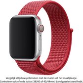 Vol Rode Nylon Horloge Band Geschikt voor Apple Watch 1, 2, 3, 4, 5, 6, SE & Nike+, 42mm & 44mm "Mannenbreedte" Series - Zacht Geweven Nylon - 42 mm en 44 mm - Rood