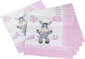 Tib Servetten Donkey Meisjes 33 X 33 Cm Papier Roze 20 Stuks