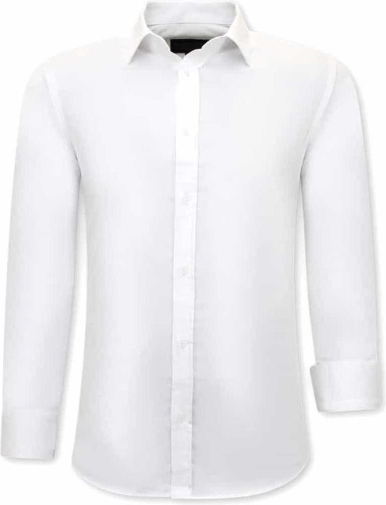 Luxe Trendy Blanco Overhemden Heren - Slim Fit - 3079 - Wit