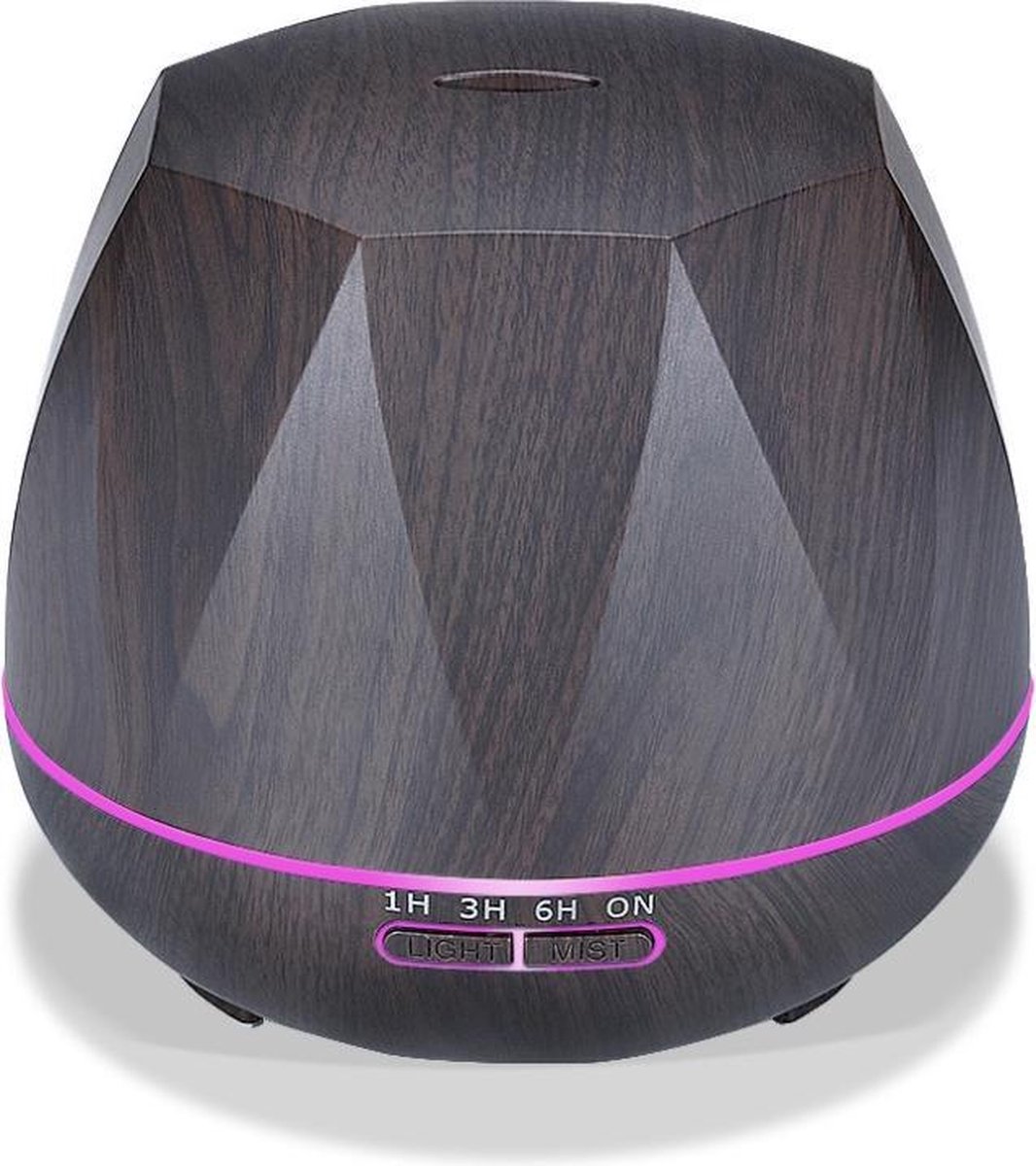 Goedkoopste Itagala Geurverspreiders | Aroma diffuser Kubus | Aromatherapie | Ultrasone etherische olie verdamper en vernevelaar | 550ml | Luchtverfrisser en luchtbevochtiger met verlichting | Met afstandsbediening | Nieuw Design | DonkerBruin