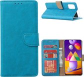 Hoesje Geschikt Voor Samsung Galaxy A42 5G hoesje bookcase Turquoise - Galaxy A42 wallet case portemonnee hoes cover