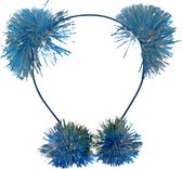 Jessidress Haarband Meisjes Haar Diadeem met haarclips gemaakt met pompon - Blauw