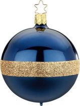 Twee Stijlvolle Twin Kerstballen blauw met goud - Handgemaakt in Duitsland