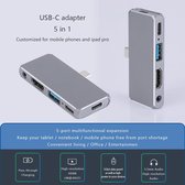 Sounix 5 in 1 MacBook Pro Dock X met HDMI 4K, USB 3.0, USB-C, 3.5mm Audio - Docking Station - Space Gray
