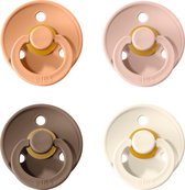 Bibs fopspenen set 4 stuks (Ivory, Blush, Peach, Dark oak) 6-18 maanden Maat 2