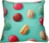 Kussen - Sierkussen - Inclusief vulling - Macaron - HD collectie - Velvet - Multi - 45 x 45 cm - Voorkant bedrukt - Achterkant effen