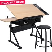 ARTECO® Tekentafel Inclusief Kruk - Hout - Verstelbaar - Drawing Table - Bureau