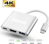 USB C Hub 3 in 1 | van USB-C naar HDMI, USB 3.0 & USB-C van Douxe