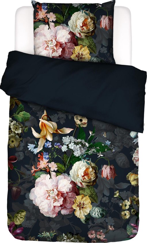 ESSENZA Fleur Dekbedovertrek Nachtblauw - Lits-jumeaux – 240x220 cm + 2 kussenslopen 60x70 cm