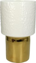 Vaas Goud Wit - Bloempot Dolomiet - 15.5 X 15.5 X 27 - Woondecoratie