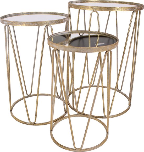 Bijzettafel - bijzettafels - driedelige tafelset - goud | bol.com