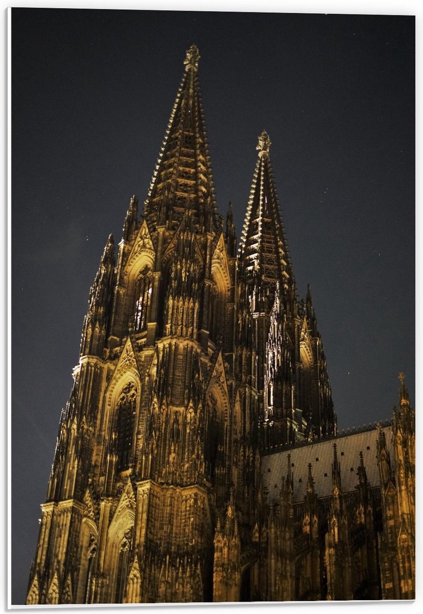 Forex - Domplatte Goude Kerk in Keulen - 40x60cm Foto op Forex