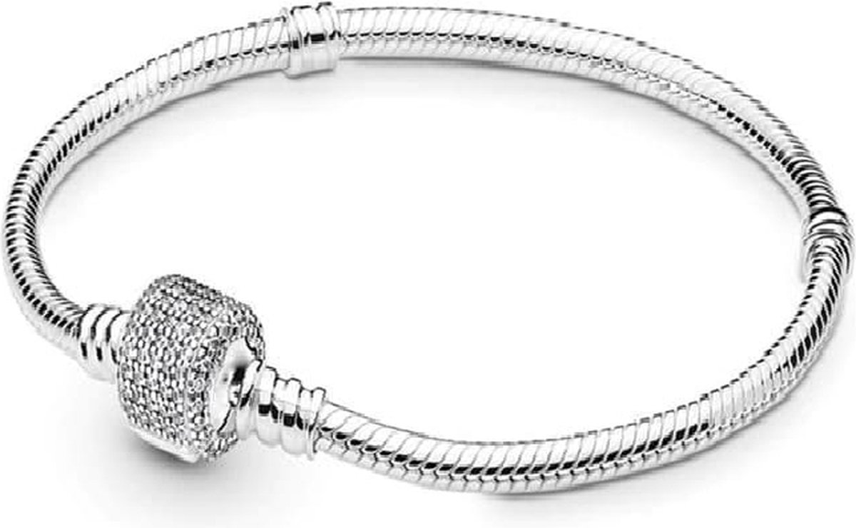 Fler® | Armband 925 Sterling Zilver | 925 Sterling Zilver armband | Past op populaire bedel armbanden | Bedelarmband dames zilver | Vlinder sluiting | Elegante dames armband | Maat 17