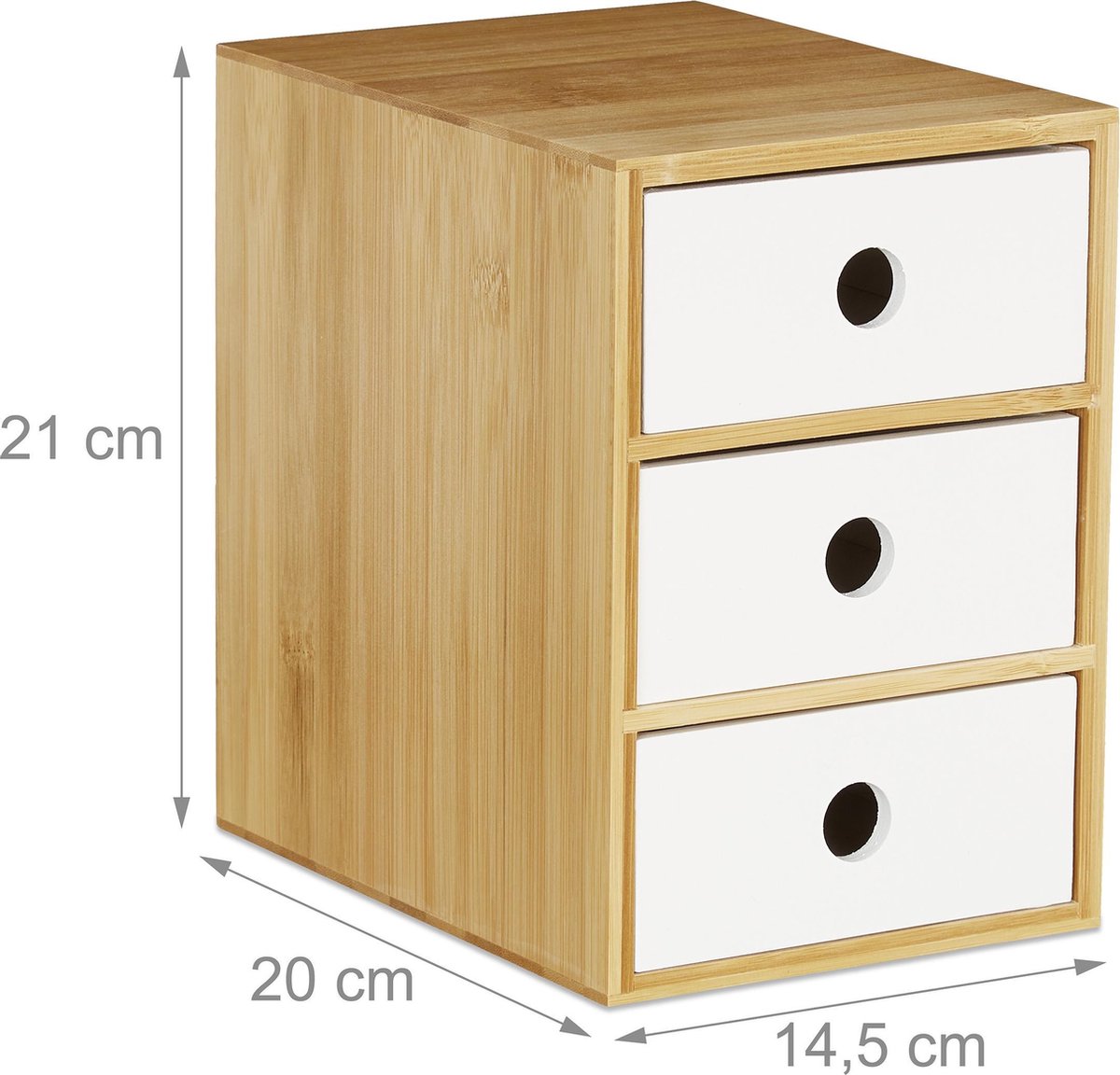 relaxdays armoire à tiroirs bureau - organisateur de bureau - bambou -  armoire de