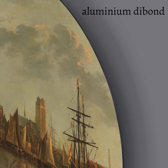 Muurcirkel – 40x40cm – Gezicht op Dordrecht - Aluminium dibond - inclusief ophangsysteem - Oude meesters – Wandcirkel - Bomid®