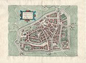Mooie historische plattegrond, kaart van de stad Leeuwarden, door L. Guicciardini in 1581