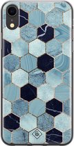 iPhone XR hoesje siliconen - Blue cubes | Apple iPhone XR case | TPU backcover transparant