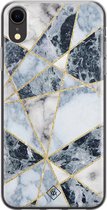 iPhone XR hoesje siliconen - Marmer blauw | Apple iPhone XR case | TPU backcover transparant