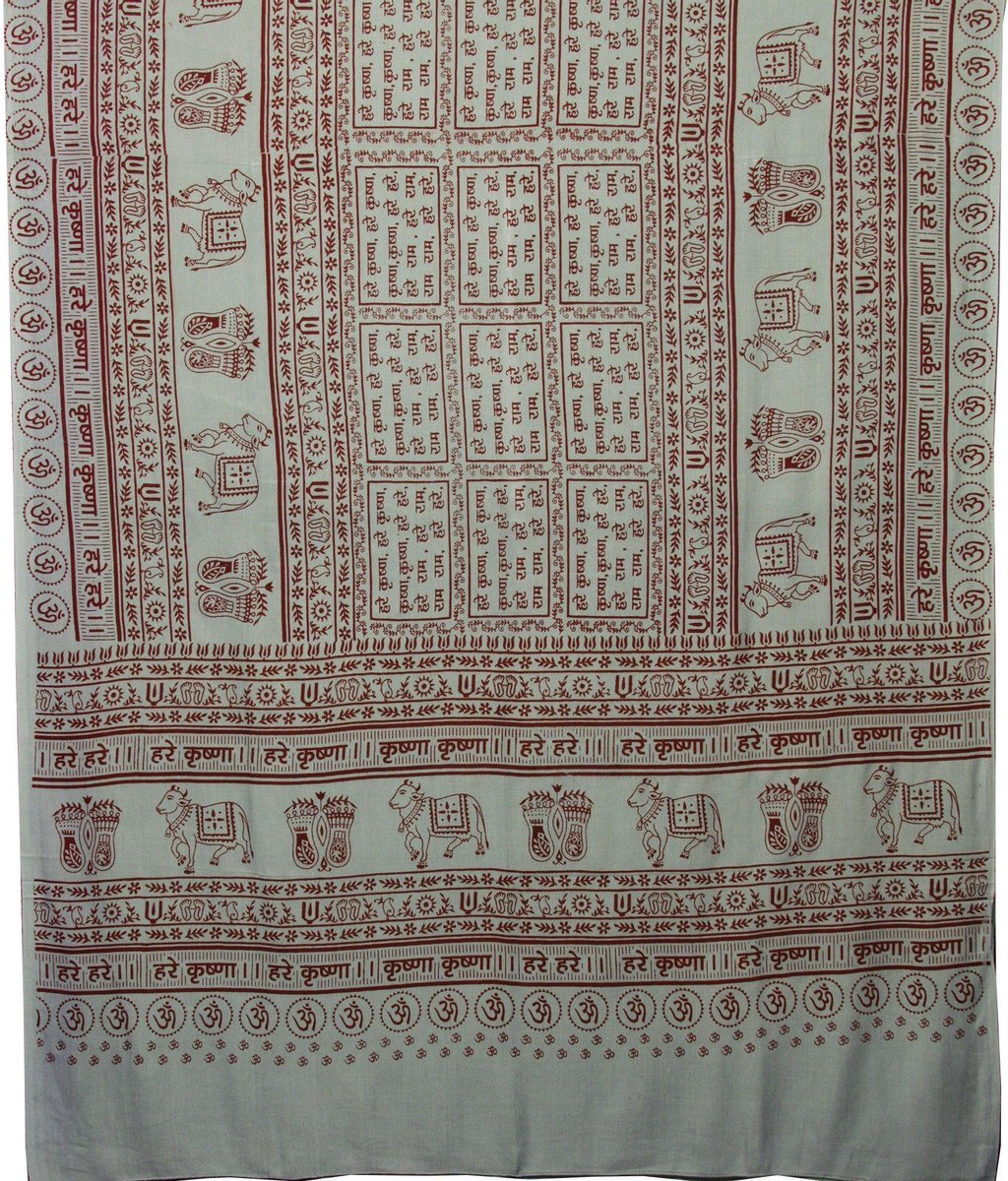 Meditatie omslagdoek met mantra Maha, XL, 220 x 106 cm, grijs