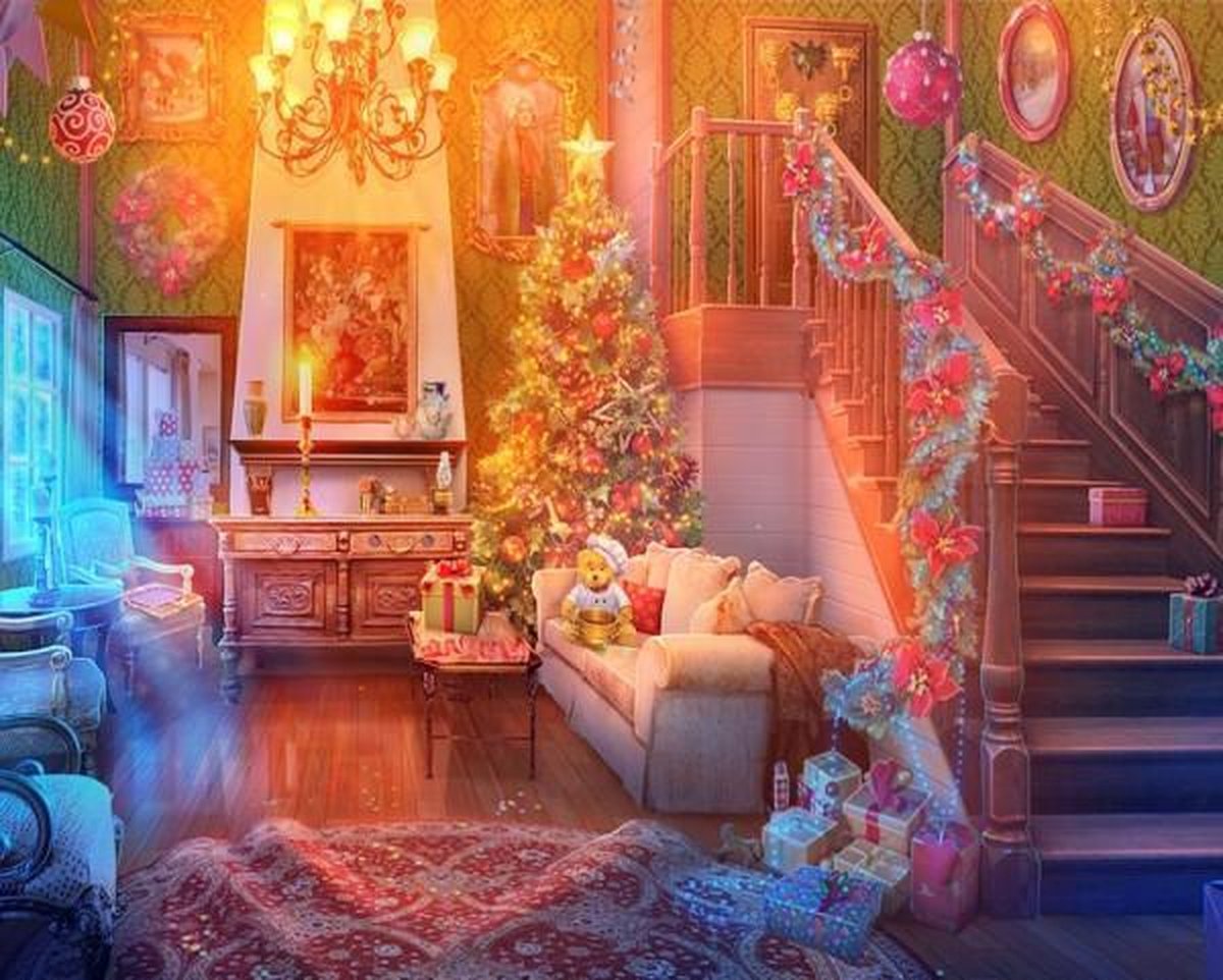 Diamond painting volwassenen Diamond painting kerst De nacht voor kerstmis 50x40cm...