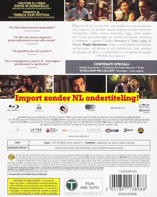Blu-ray cover met tekst 'Import zonder NL ondertiteling!' en logo's.