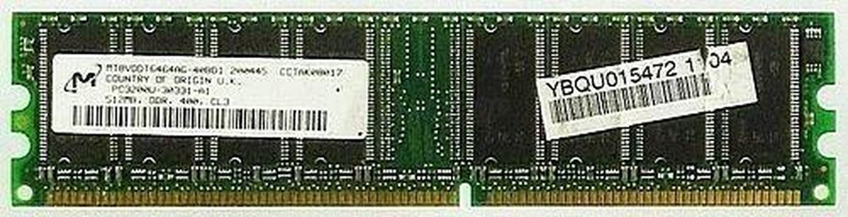 512 MB Micron MT8VDDT6464AC-40BD1 PC3200U-30331-A1 DDR400 CL3 # 10839