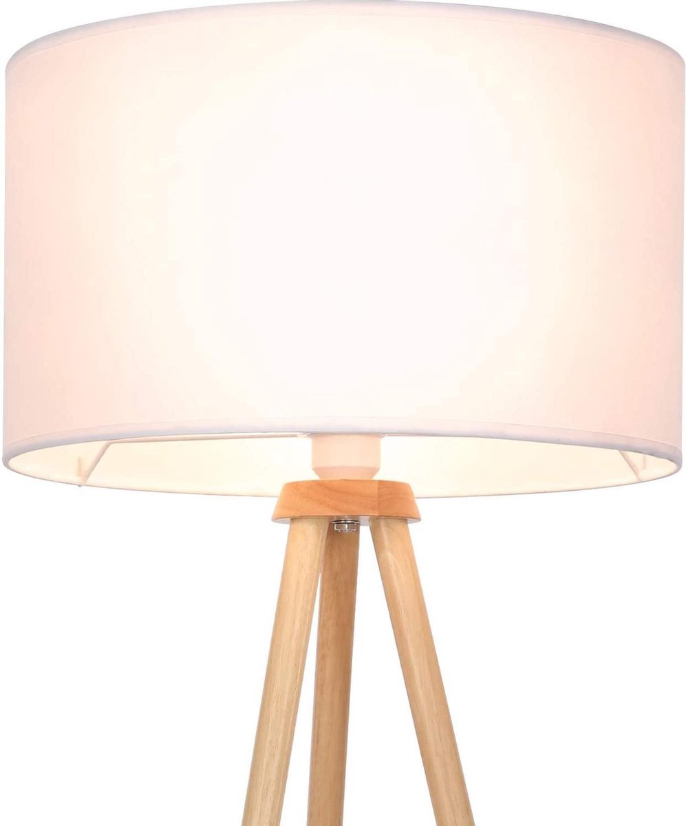 Trend24 - Kamerlamp - Lamp - Staanlamp - Vloerlamp - Driepoot - Hout - 145 cm