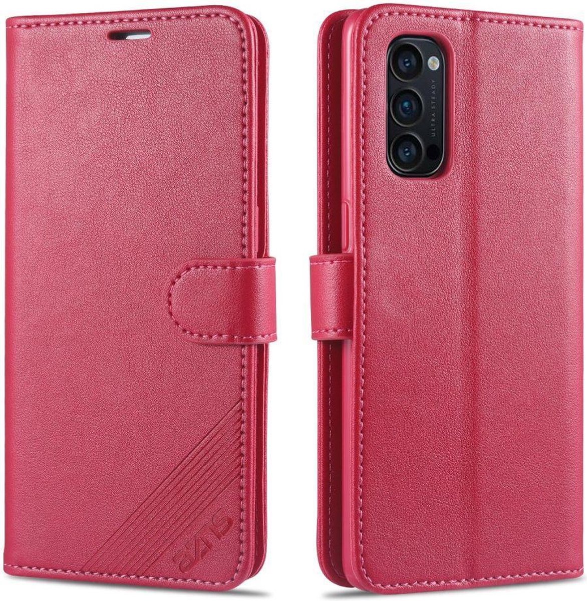 AZNS Oppo Reno 4 5G Portemonnee Stand Hoesje Rood