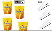 200x Chocomel beker karton 250 ml + 200 Bio rietjes - chocomel choco winter thema feest festival